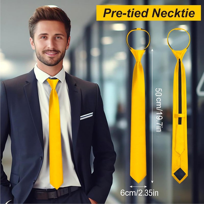 ERDOGLY Men's Pre-Tied Necktie, Adjustable Zipper Skinny Ties for Men, Solid Color Black Ties for Wedding, Graduation - Image 2